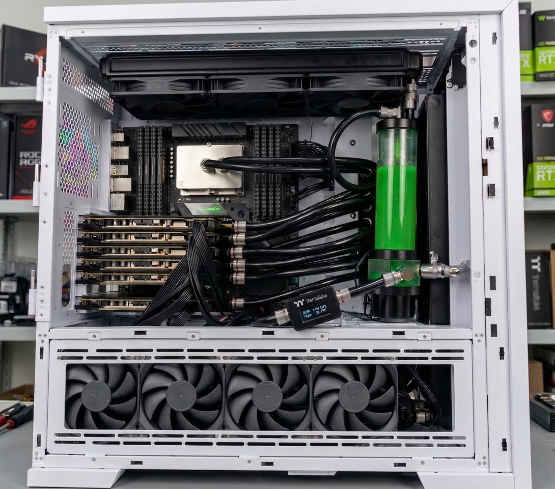 Узел на RTX 5090 с водяным контуром